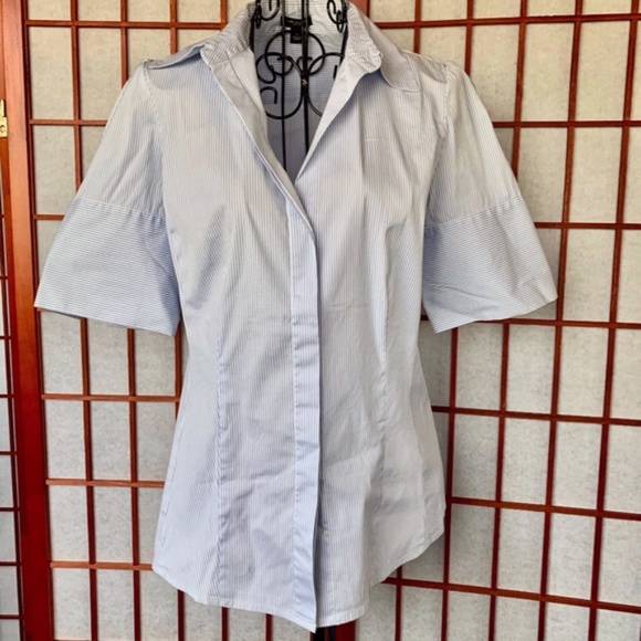 Ann Taylor Stretch Pinstripe Classic Career Blouse - Picture 8 of 8